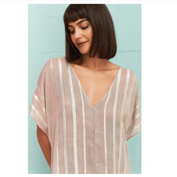 PitUSA Metallic Striped Kaftan in Mauve Size Petite - Picture 3 of 6